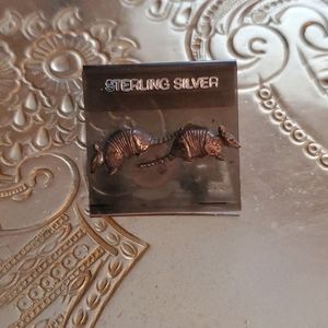 Tiny armadillo earring studs